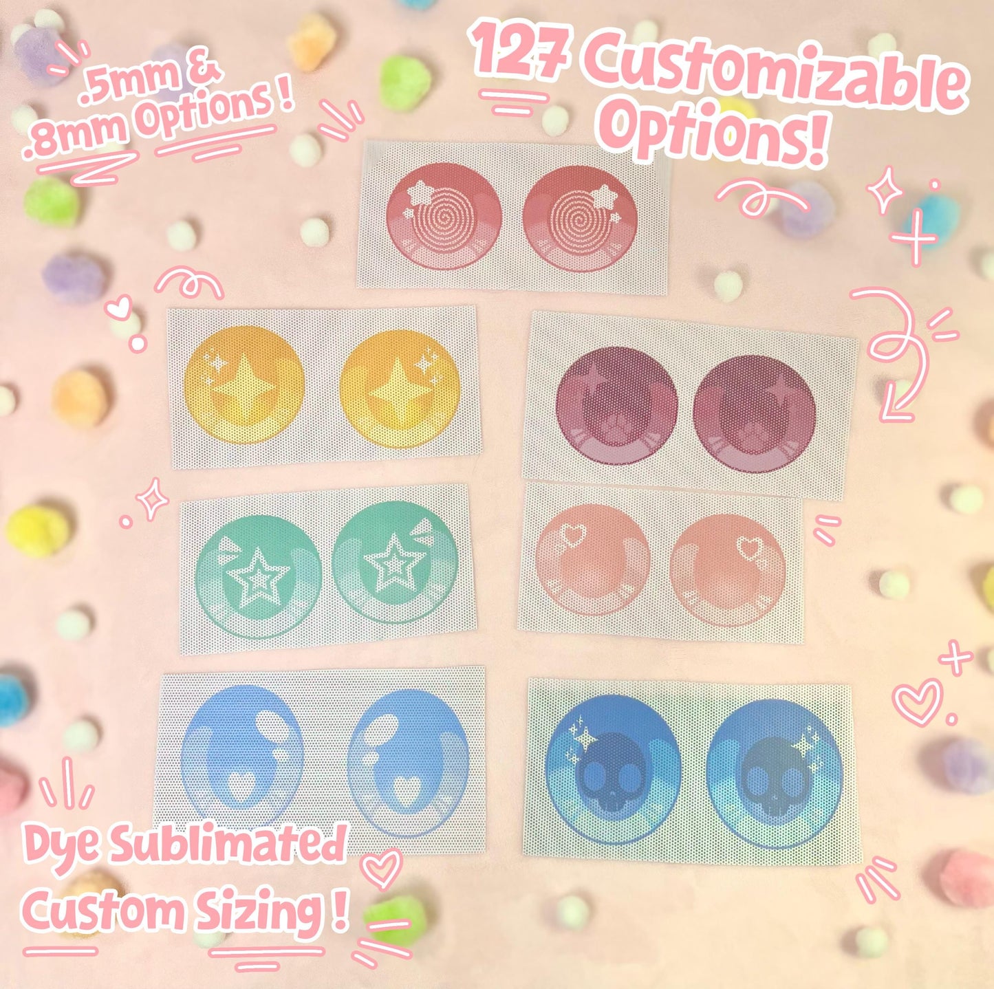 127 CUSTOMIZABLE OPTIONS! Custom Dye Sublimated Fursuit Eyes