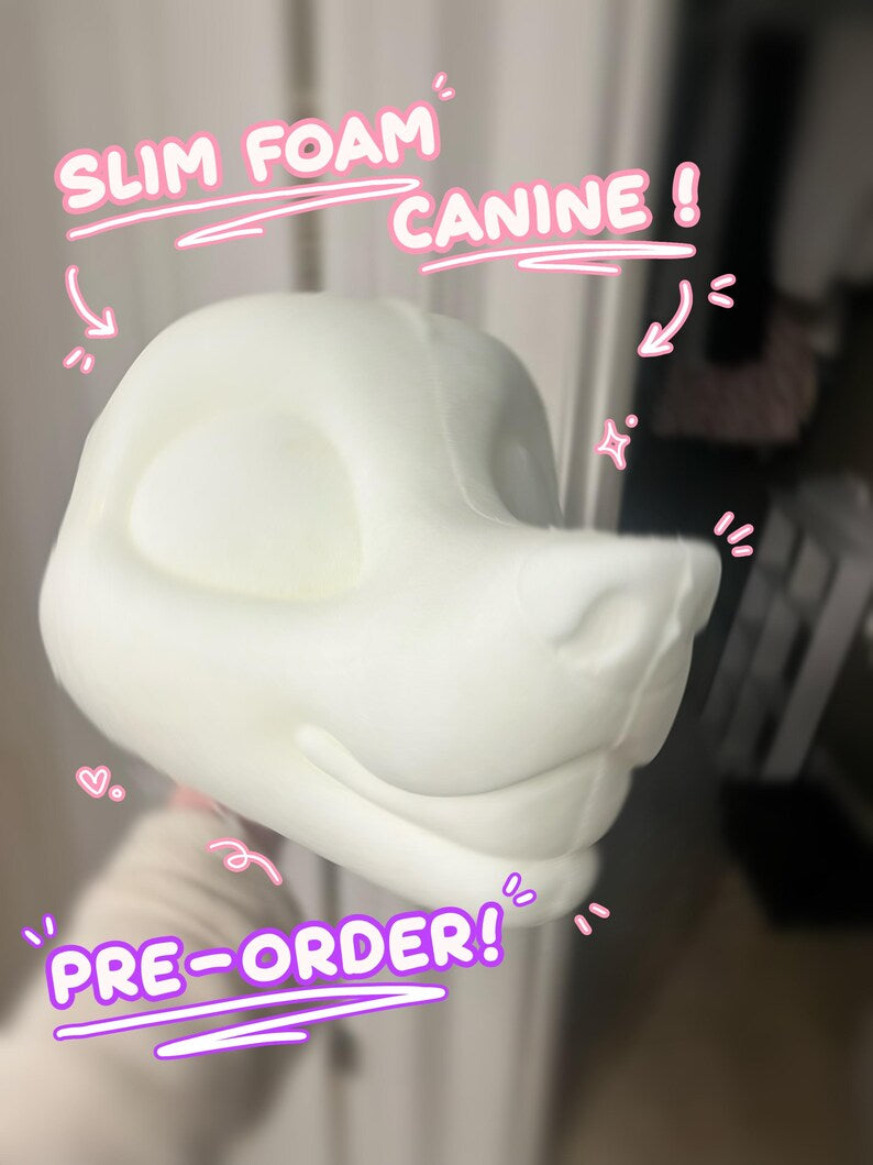 Foam Toony Slim Canine, Toony Canine Dog Fursuit Head Base + Eyeblanks